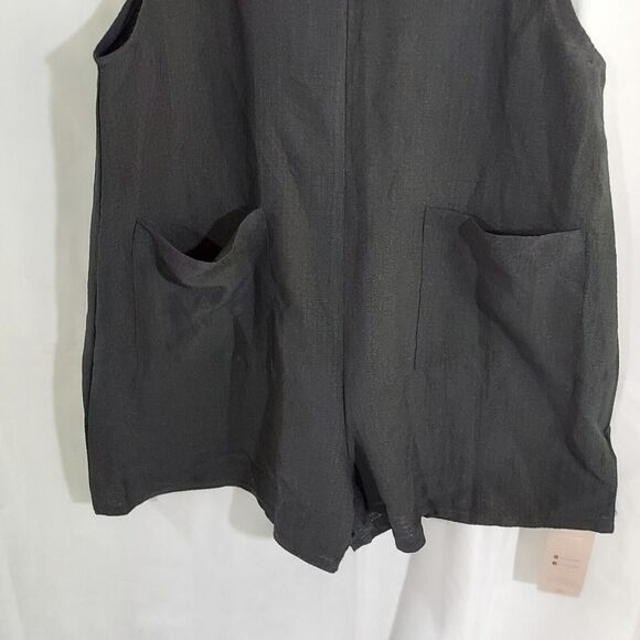 Emery Rose Romper Shorts Comfy Stretch Size Large Black Overall Jumpsuit NWT - Picture 4 of 12